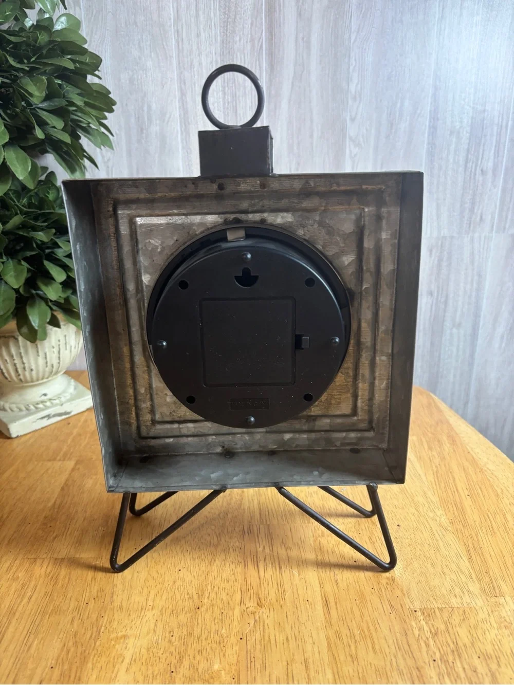 Rustic Industrial Galvanized Metal Tabletop Clock Farmhouse Decor
